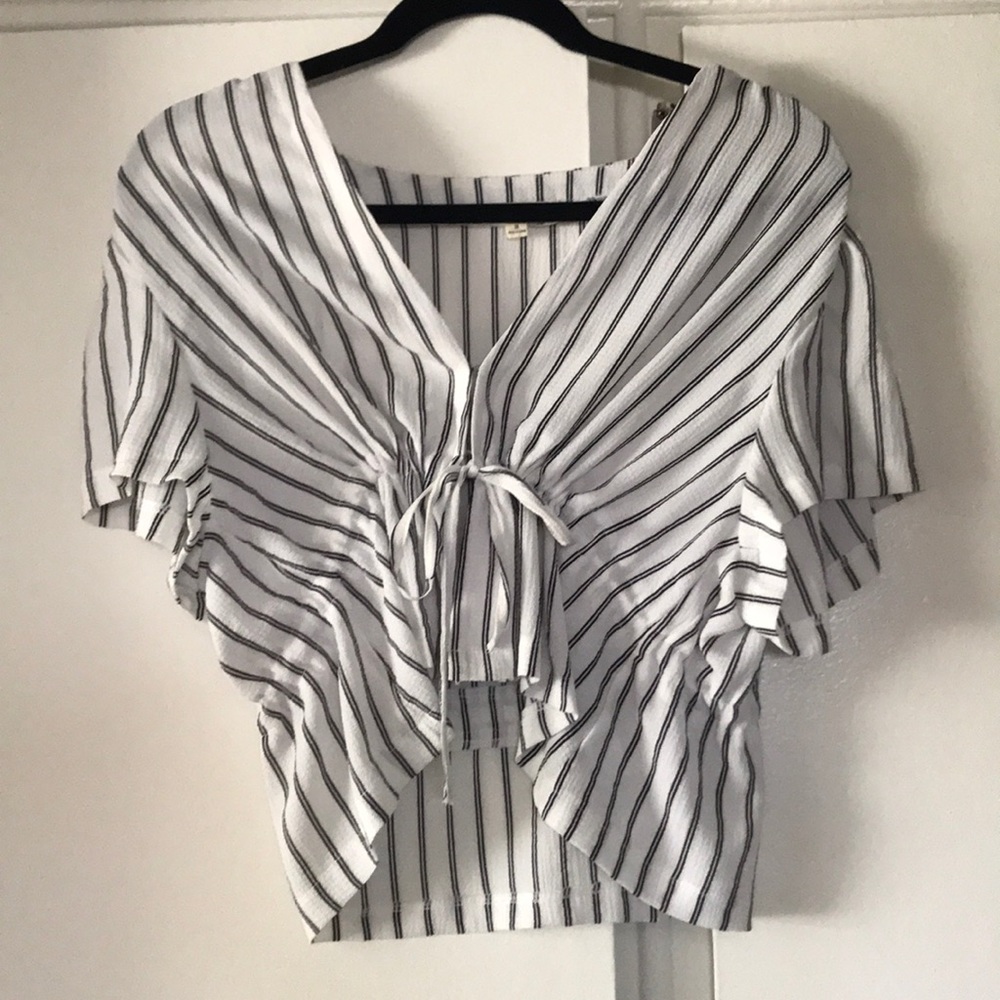 Black and white striped blouse